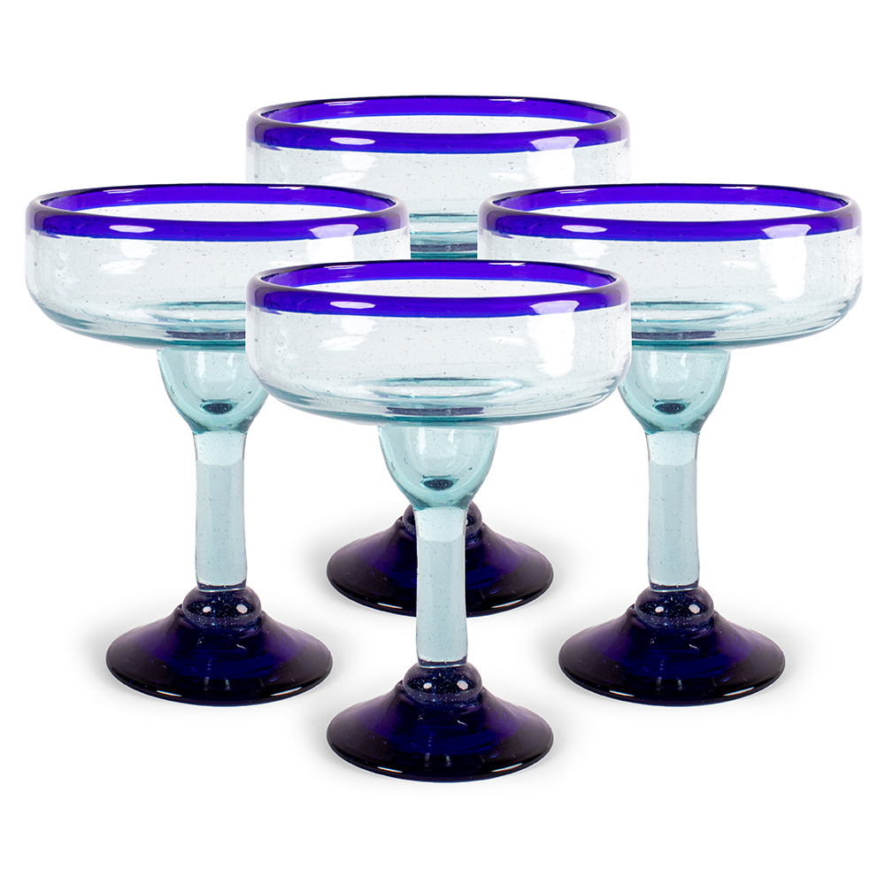 Set of 4 Mexican outlet Hand Blown Margarita Glasses Amethyst