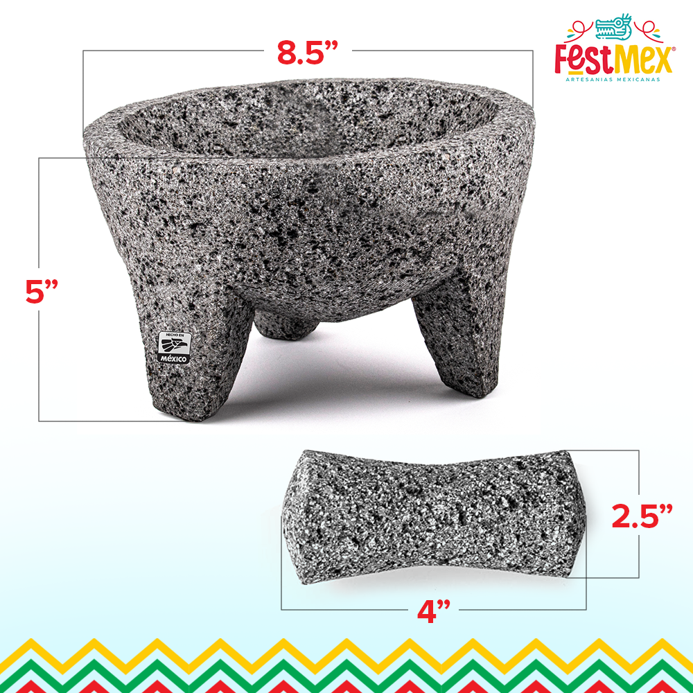 FESTMEX Genuine Handmade Mexican Mortar and Pestle, India