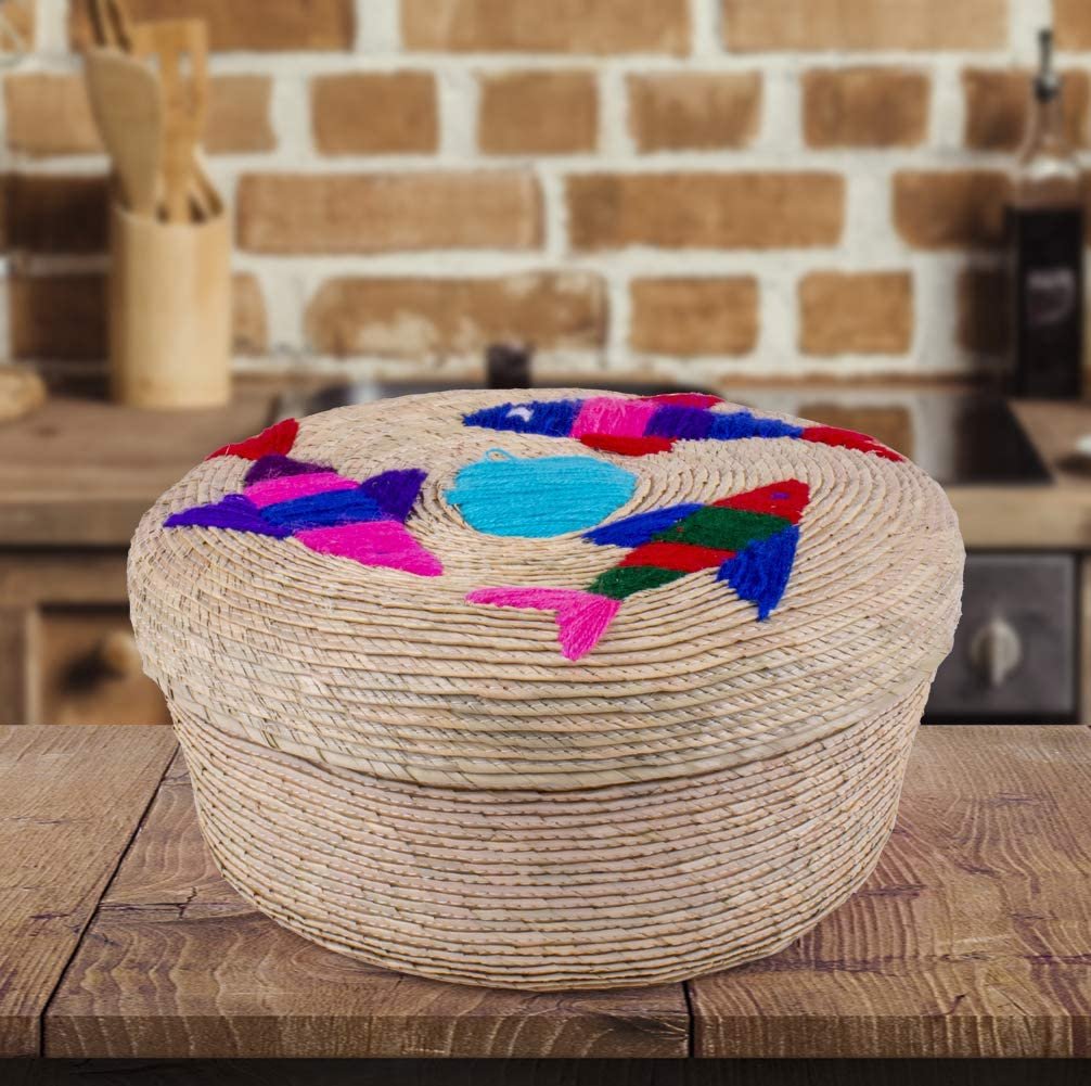 Genuine Mexican Handwoven Tortillero, Fiesta Mexican Tortilla Warmer, Tortilla Holder, Tortilla Keeper,Tortilleros Mexicanos Para Fiesta (Peces, 2)