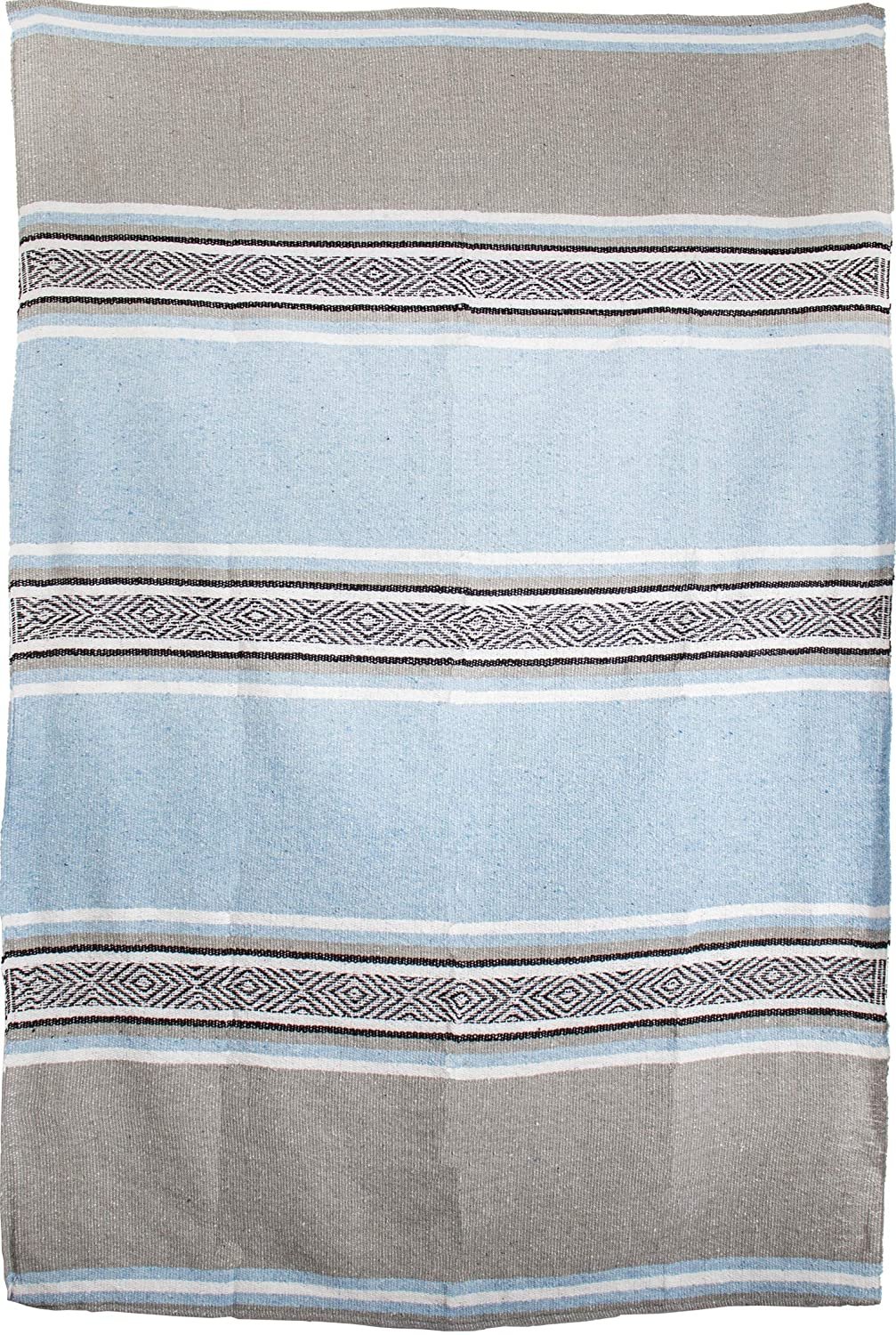 Genuine Mexican Handwoven Blanket Premium Large Heavyweight Falsa Blanket, Serape & Yoga Blanket | Beach Blanket | Throw Blanket | Tassel-Less Design | Made in Mexico