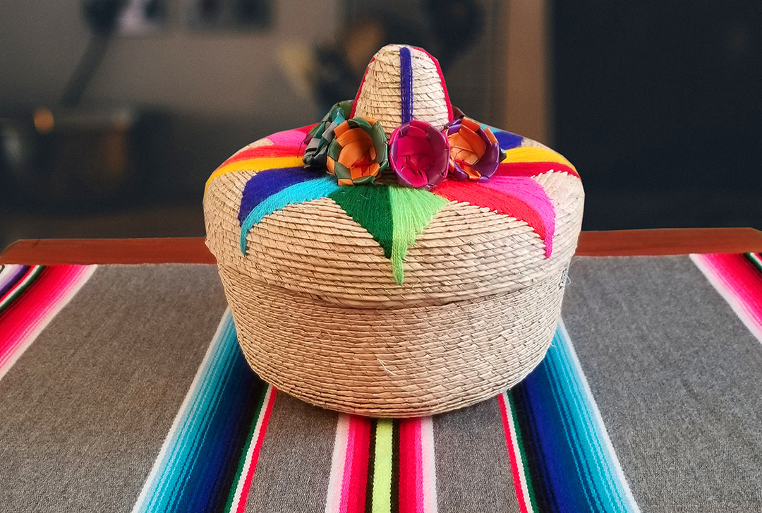 tortillero tradicional center piece table mexican decor authentic handmade palm tortilla tortillero