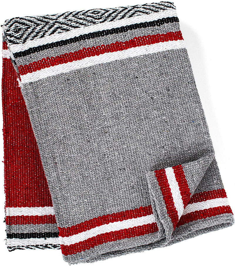 Genuine Mexican Handwoven Blanket Premium Large Heavyweight Falsa Blanket, Serape & Yoga Blanket | Beach Blanket | Throw Blanket | Tassel-Less Design | Made in Mexico