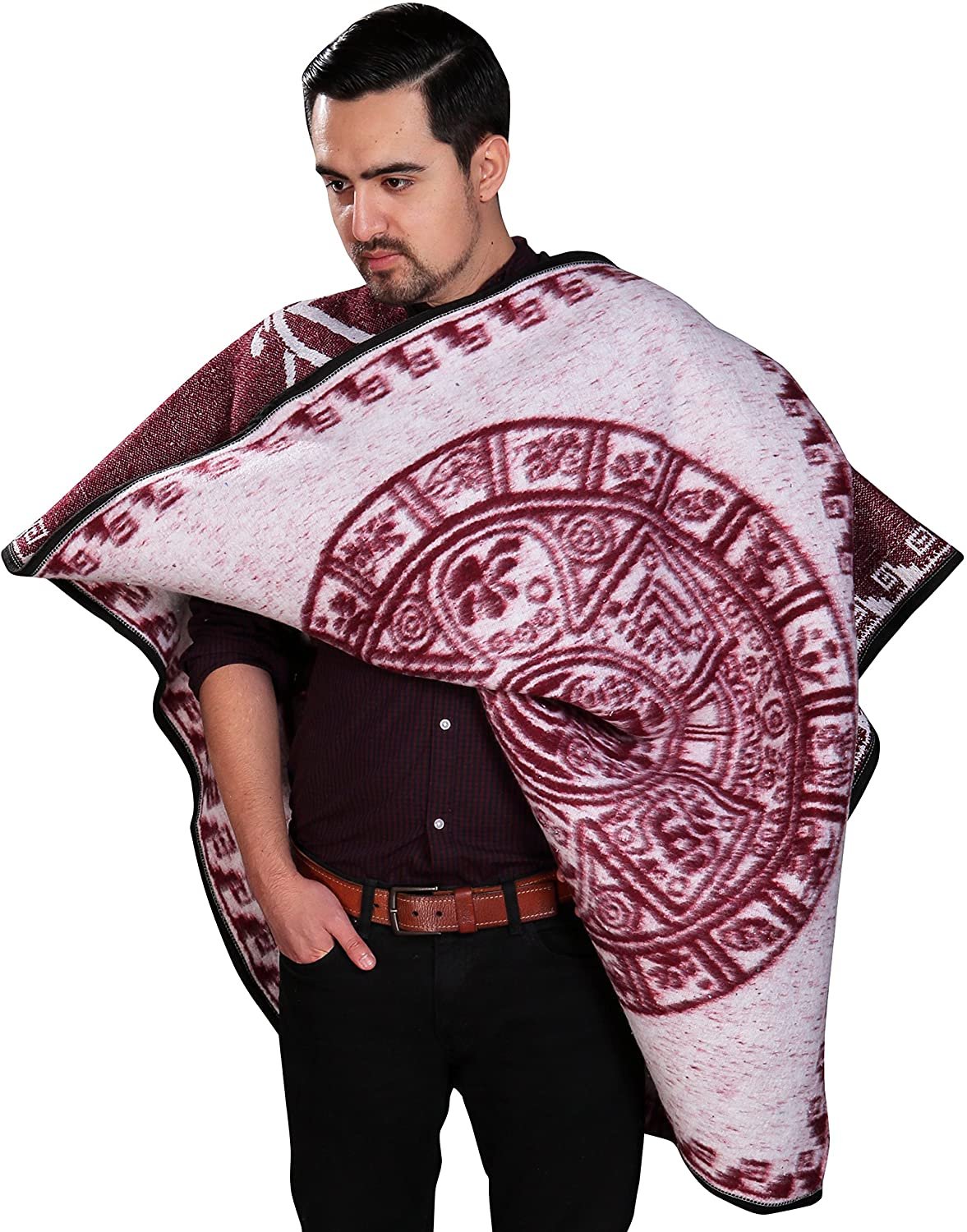 threads west Authentic Mexican Poncho Reversible Cobija Blanket