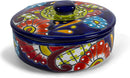 Genuine Mexican Talavera Hand Painted Tortillero Ceramic Tortilla warmer bowl with lid Handmade in Mexico by Artisans (Floral)