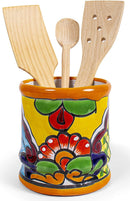 Genuine Mexican Talavera Utensil Crock Hand Painted Pottery Ceramic for Kitchen Utensil Holder Spoon Rest Handmade in Mexico by Artisans
