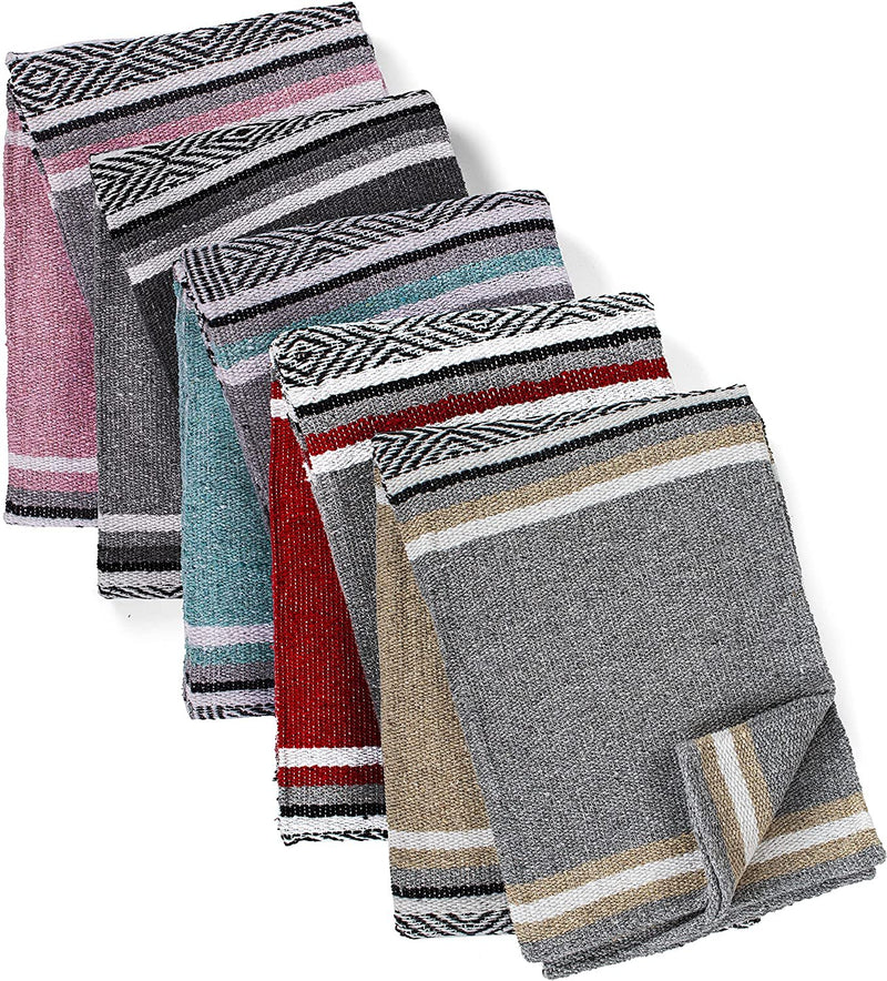 threads west Genuine Mexican Handwoven Blanket, Premium Large Heavyweight Falsa Blanket, Serape & Yoga Blanket | Beach Blanket | Throw Blanket | Picnic Blanket (Traditional, 5-Pack)