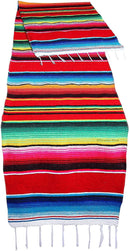 Threads West Genuine Mexican Handwoven Bright Mexican Table Runner Saltillo Serape Colorful Striped Sarape 83" x 14" (Multi-Packs Available) for Parties