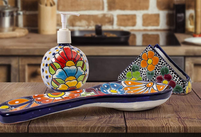 Authentic Mexican Talavera Napkin Holder Colorful Kitchen Decor- Hand Painted - Mexican Pottery - Made in Mexico