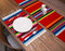 Threads West Genuine Mexican Premium Quality Colorful Fringed Serape Placemats Designed in Traditional Mexican Serape Blanket Material. Set of 4 Placemats (19" x 12")