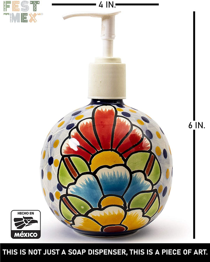 Talavera Soap and Lotion Dispenser (Floral)
