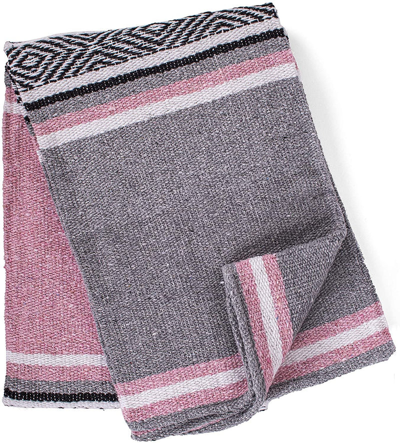 Genuine Mexican Handwoven Blanket Premium Large Heavyweight Falsa Blanket, Serape & Yoga Blanket | Beach Blanket | Throw Blanket | Tassel-Less Design | Made in Mexico